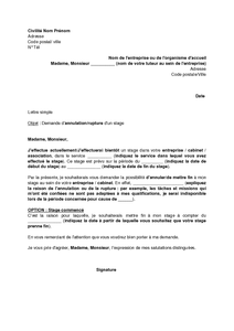 Courrier de demande de stage