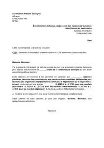 Lettre De Permission Dabsence Au Travail