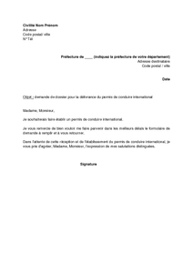 Lettre de demande de document