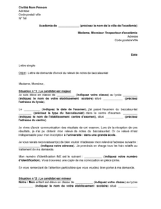 Lettre De Demande De Relevé De Note