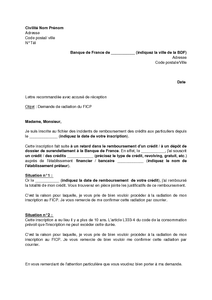 Lettre de demande de radiation du fichier des incidents de 