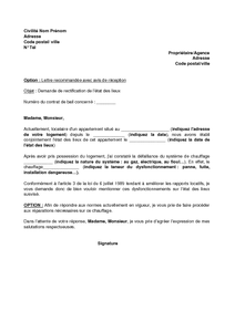 Lettre de demande de rectification de l'état des lieux 