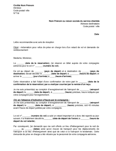 Lettre De Demande De Remboursement Des Frais D Hebergement Et De Transport Suite A Un Retard De Vol Modele De Lettre Gratuit Exemple De Lettre Type Documentissime