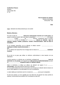 Lettre reclamation constructeur automobile