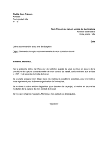 Modèle lettre rupture cdd commun accord initiative salarié