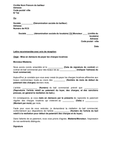 Modele Lettre De Résiliation De Bail Commercial Gratuit