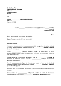 Lettre augmentation loyer bail commercial 3 6 9