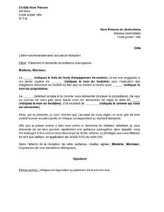 Acte de subrogation modèle