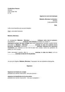 Lettre De Procuration Temporaire Pour La Gestion D Un Compte Bancaire Modele De Lettre Gratuit Exemple De Lettre Type Documentissime