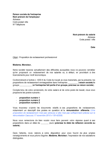 Lettre de proposition de nomination à un poste