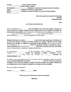 Acte de subrogation modèle