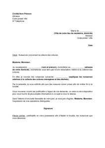 Exemple gratuit de Lettre réclamation à mairie concernant 