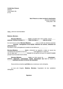 Exemple Gratuit De Lettre Recommandation Emploi