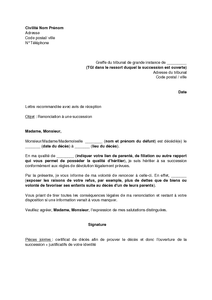 Lettre de succession banque