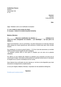 Lettre de suspension de contrat mutuelle