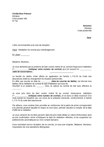 Exemple De Lettre De Résiliation Contrat Assurance