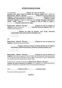 Exemple de lettre gratuit de Modèle attestation stage