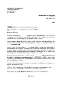 Modèle de lettre de candidature au comité d'hygiène, de ...