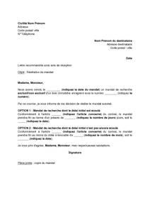 Exemple de lettre gratuit de Modèle lettre résiliation un mandat