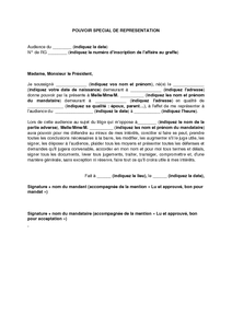 Exemple de lettre de mandat de représentation avocat