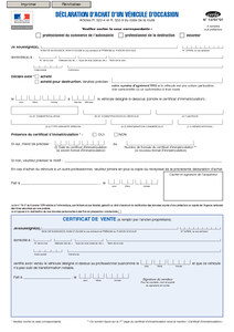 CERFA N°13751-01 - Déclaration d'achat d'un véhicule d 